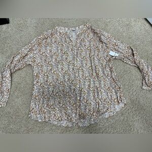 Old Navy Floral Blouse in Cream and Brown